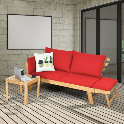 3 in 1 Convertible Cushioned Loveseat Lounger Couch with Pillows-Red