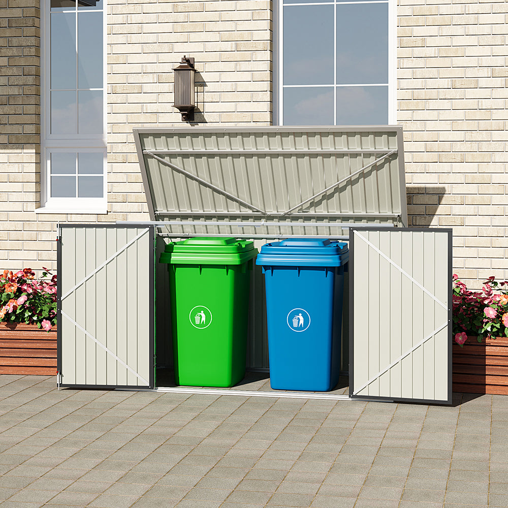Pent Roof Metal Garden Shed with Hinged Lid