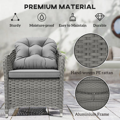 Outsunny Seven-Piece Rattan Dining Set - Light Grey