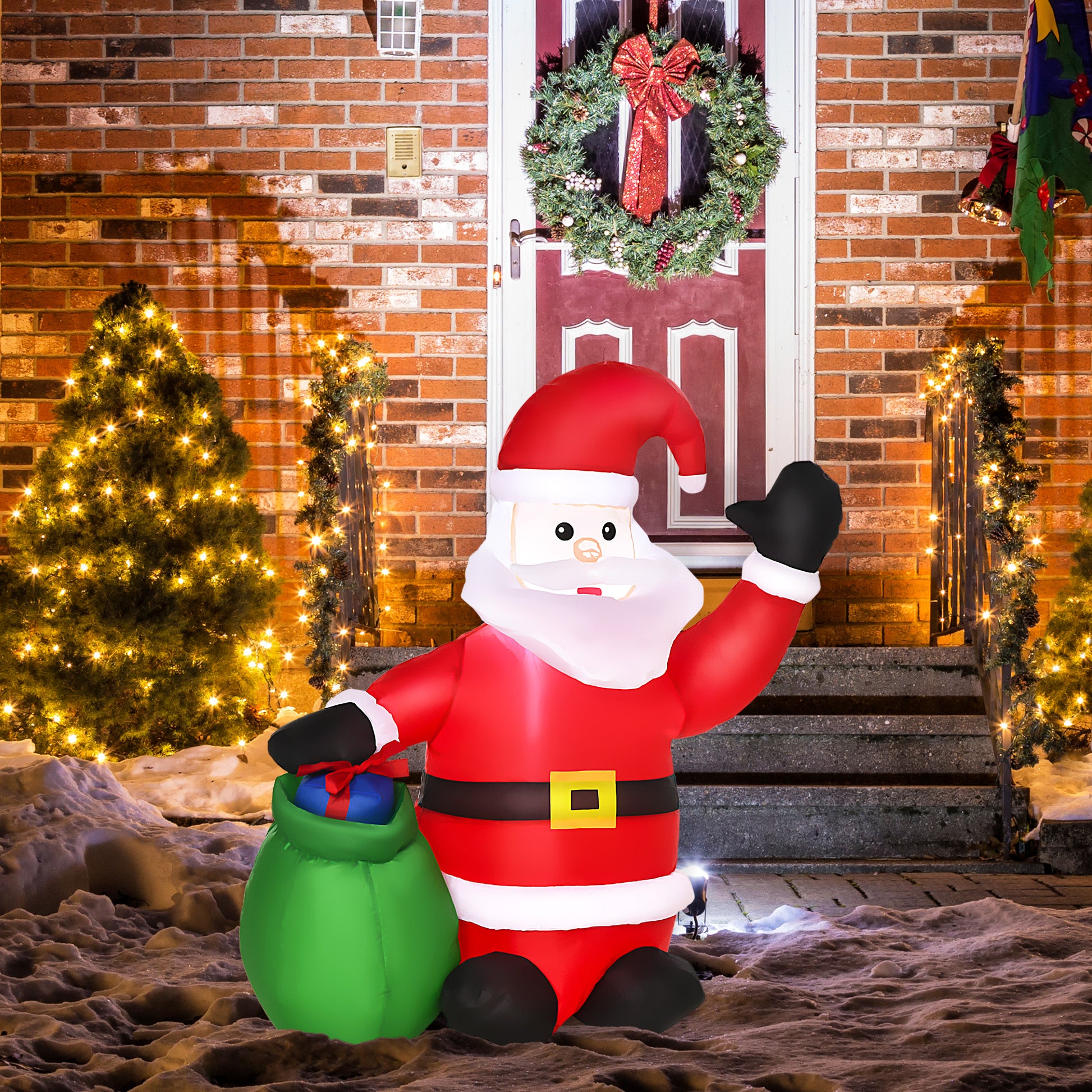HOMCOM Inflatable Blow up Christmas Santa Claus 120cm LED Lighted Yard