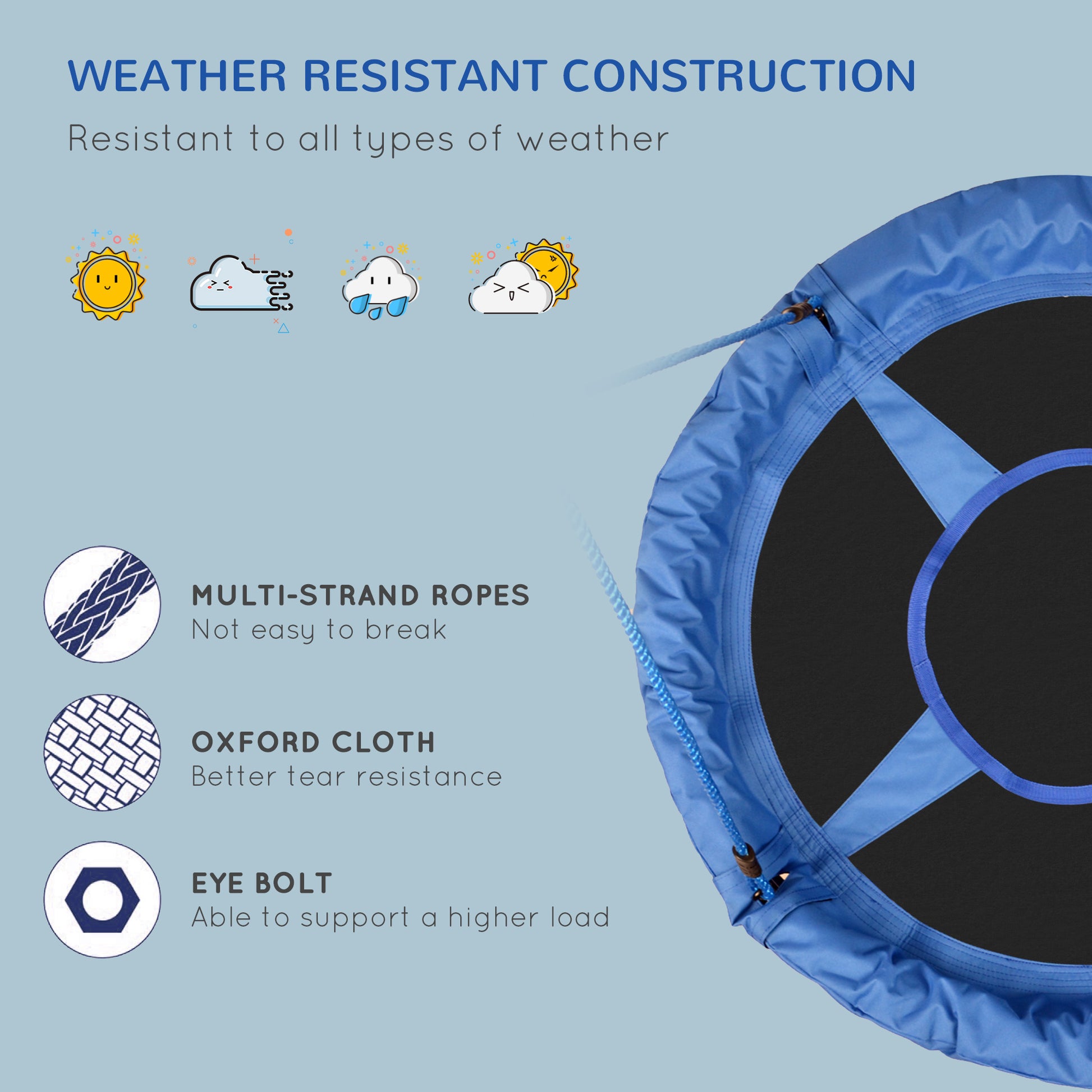 HOMCOM Kids Round Tree Spin, ?100cm-Blue 