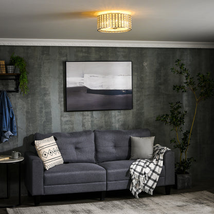 HOMCOM Modern K9 Crystal Chandelier Ceiling Light with Double Layer Lampshade, Round Pendant Light for Living Room, 4 G9 Bulbs Required, ?35 cm