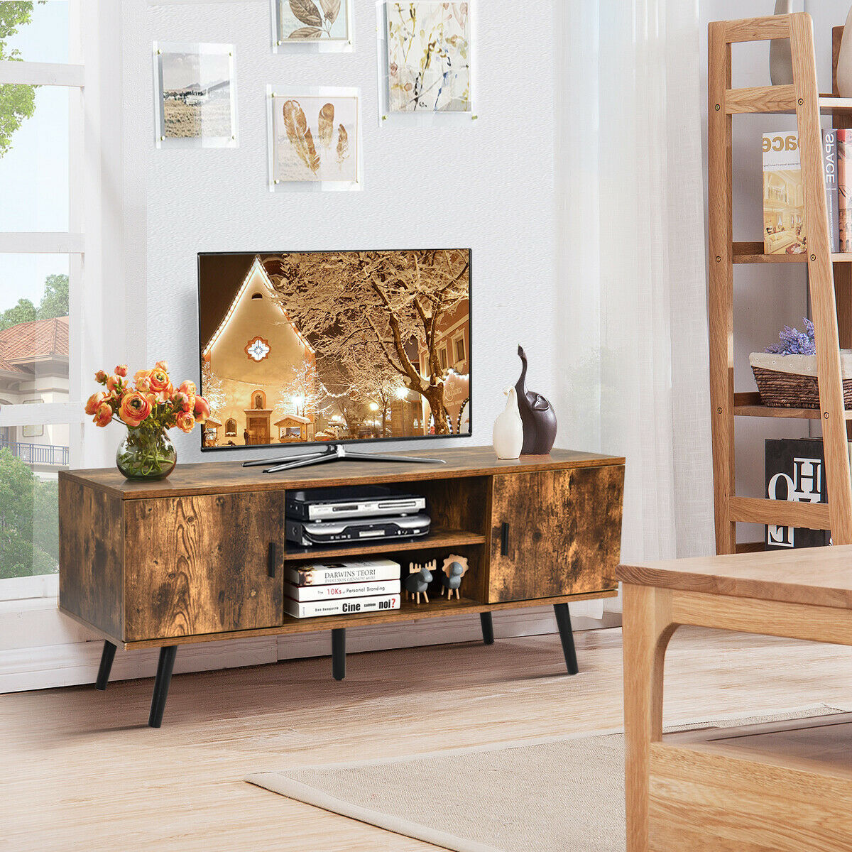 Retro TV Stand Media Console Table Cabinet