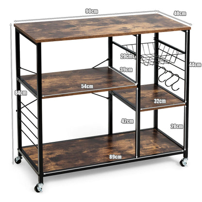 Industrial Styled Mobile Storage Unit with Lockable Wheels and Basket