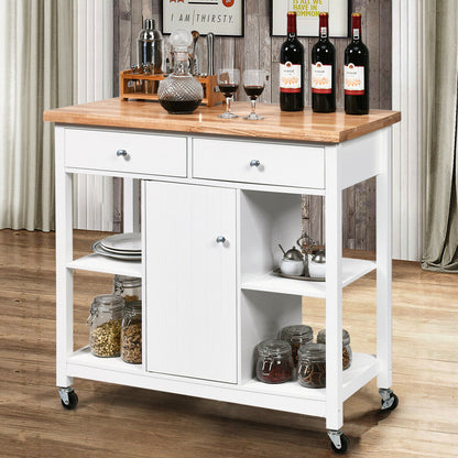 Kitchen Island Trolley with Drawers and Shelves-White