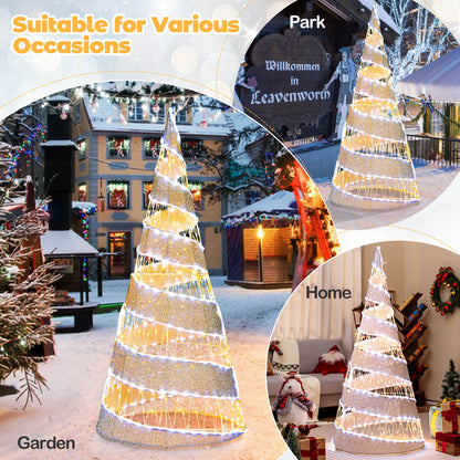 5FT Pre-lit Christmas Cone Tree with Warm White and White LED Lights