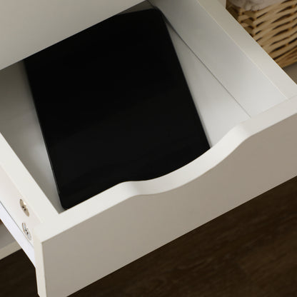 HOMCOM L-Shaped Corner Computer Desk Study Table PC Work w/ Storage Shelf Drawer Smooth Slide Office Home Workstation Space Saving - White