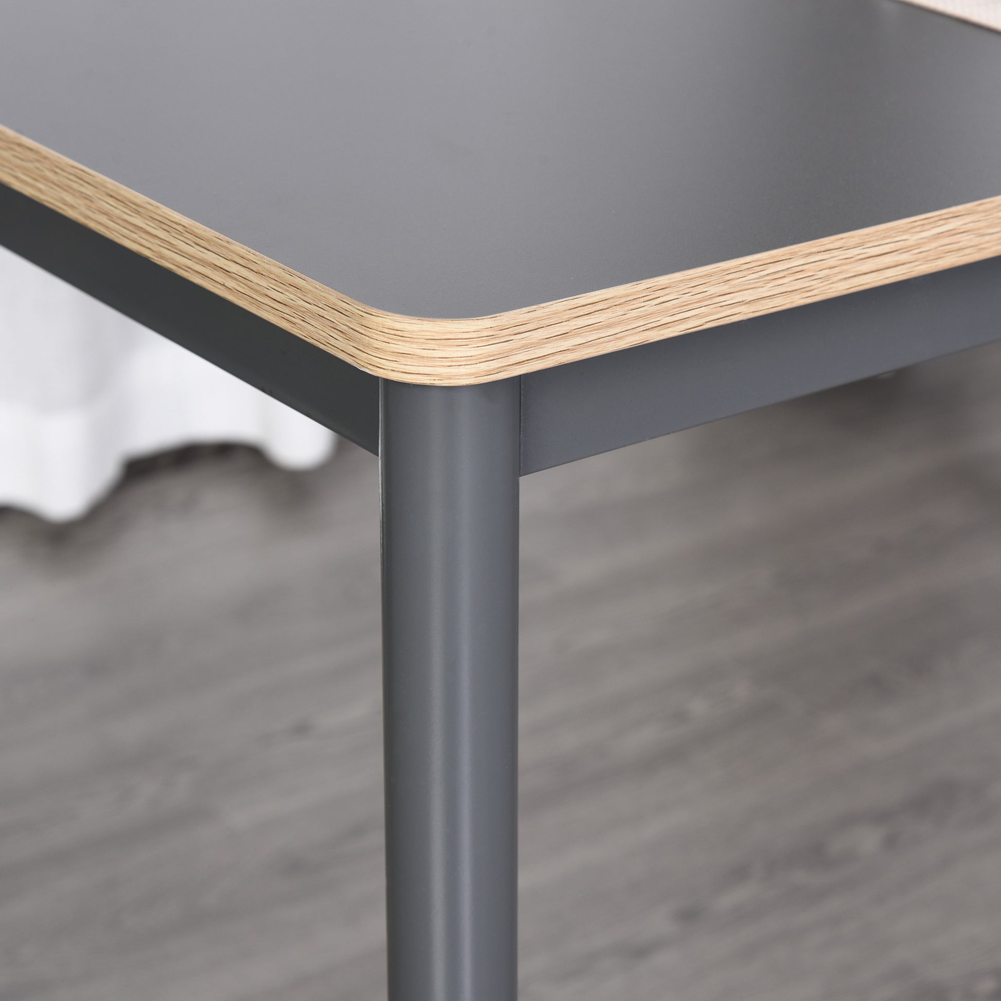HOMCOM 120cm Minimalistic Dining Table w/ Steel Frame Foot Pads Simple Rectangle Style Home Dining Working Display Grey