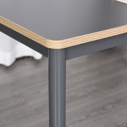 HOMCOM 120cm Minimalistic Dining Table w/ Steel Frame Foot Pads Simple Rectangle Style Home Dining Working Display Grey
