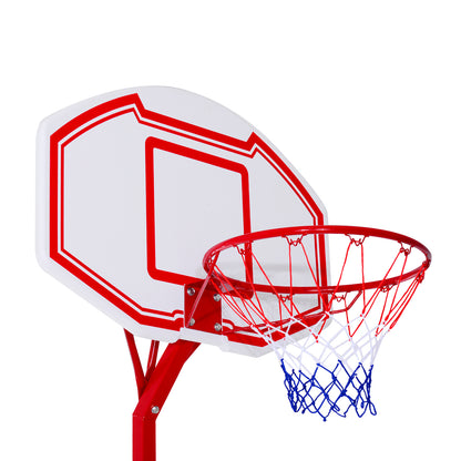 HOMCOM Steel Basketball Stand Height Adjustable Hoop Backboard Red