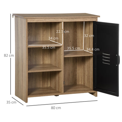 HOMCOM Cupboard Storage Cabinet with 3 Tiers and Steel Door, Home Organizer Sideboard with Adjustable Shelf for Dining Room, Living Room, Kitchen