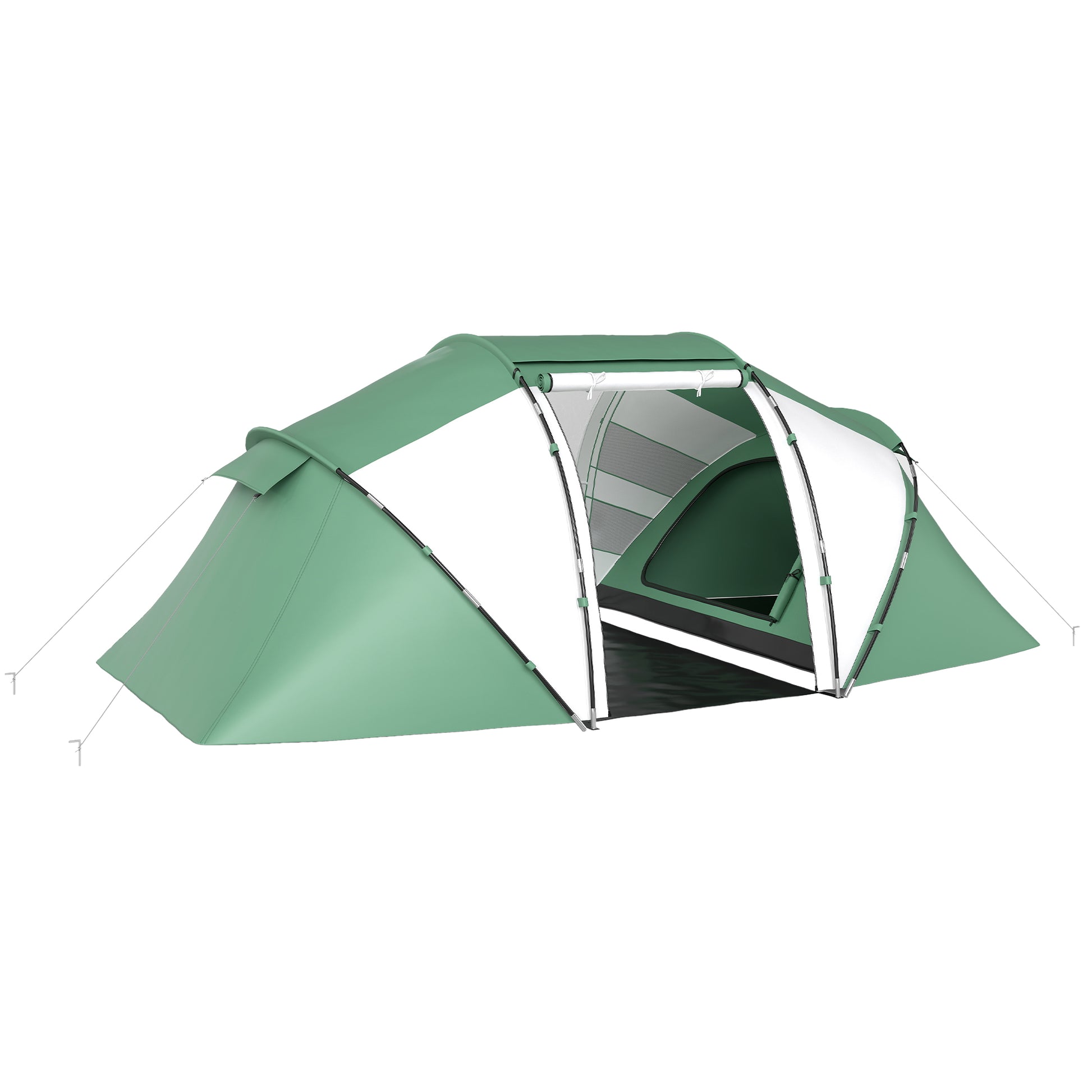 Outsunny 4-6 Man UV Protection Camping Tent - Green and White