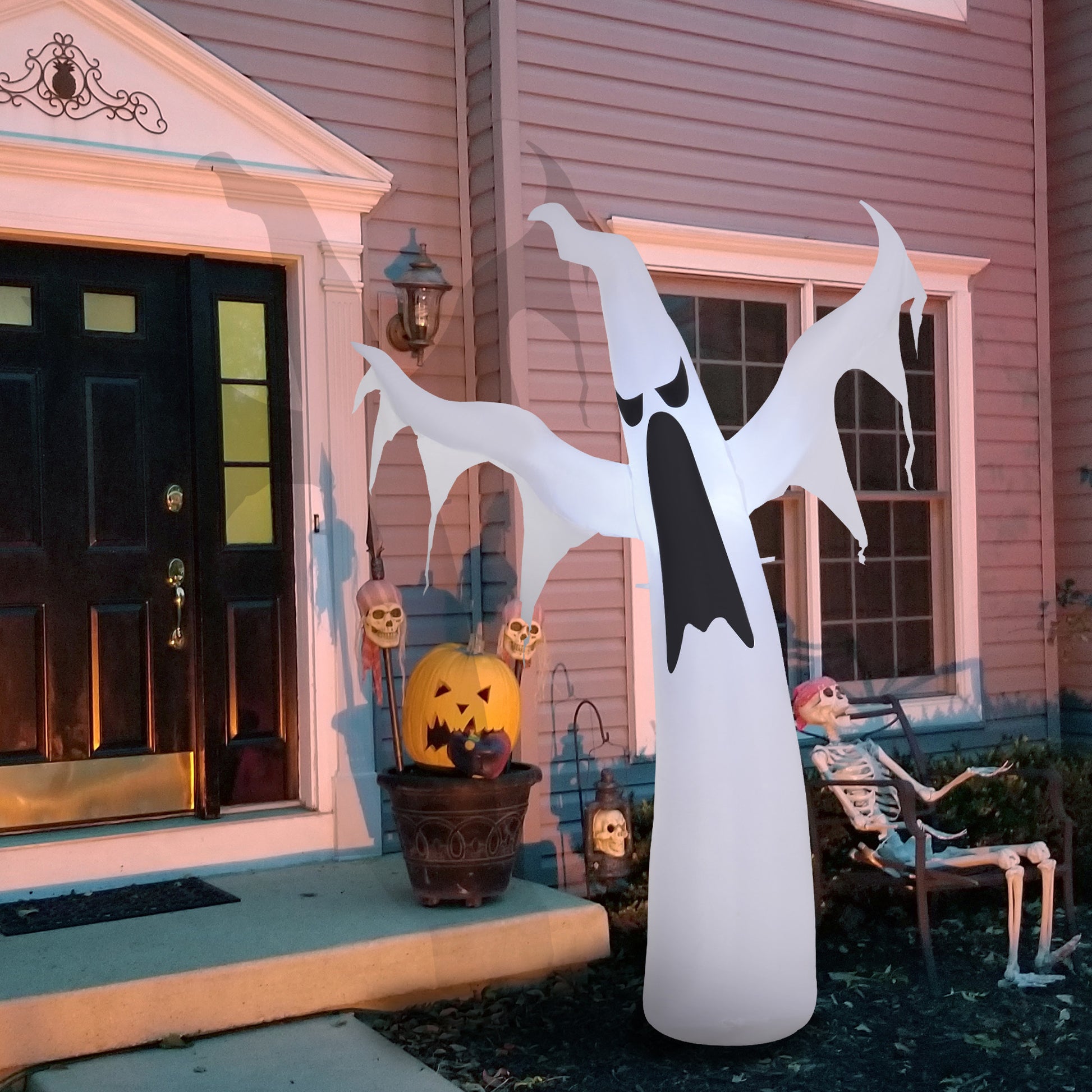 HOMCOM Next Day Delivery Scary Ghost Inflatable Halloween Scary Ghost Outdoor Decoration with LED Lights 1.2M