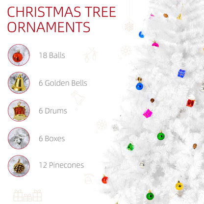 HOMCOM 6ft Snow Artificial Christmas Tree w/Metal Stand Decorations Home Seasonal Elegant Faux