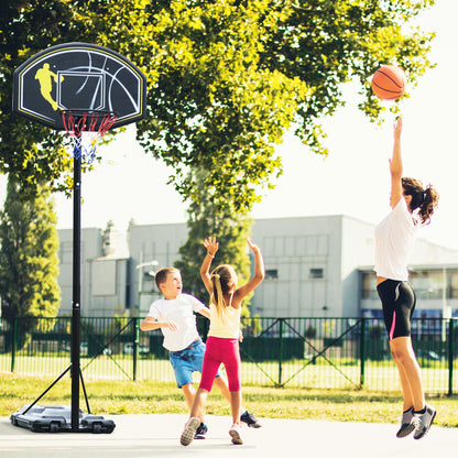 HOMCOM Fully Adjustable Free Standing Portable Basketball Stand Garage Net Hoop Backboard Outdoor Adult Senior Sports Fun Games w/ Wheels