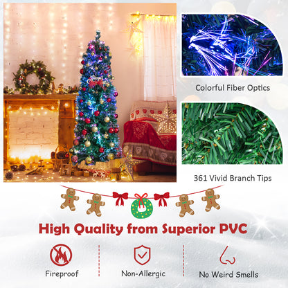 5/6 Feet Fiber Optic Artificial Christmas Tree with Branch Tips-5 ft