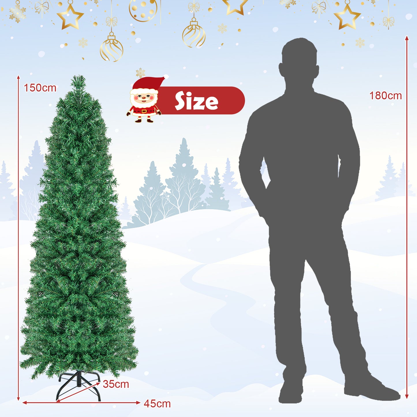 5/6 Feet Fiber Optic Artificial Christmas Tree with Branch Tips-5 ft