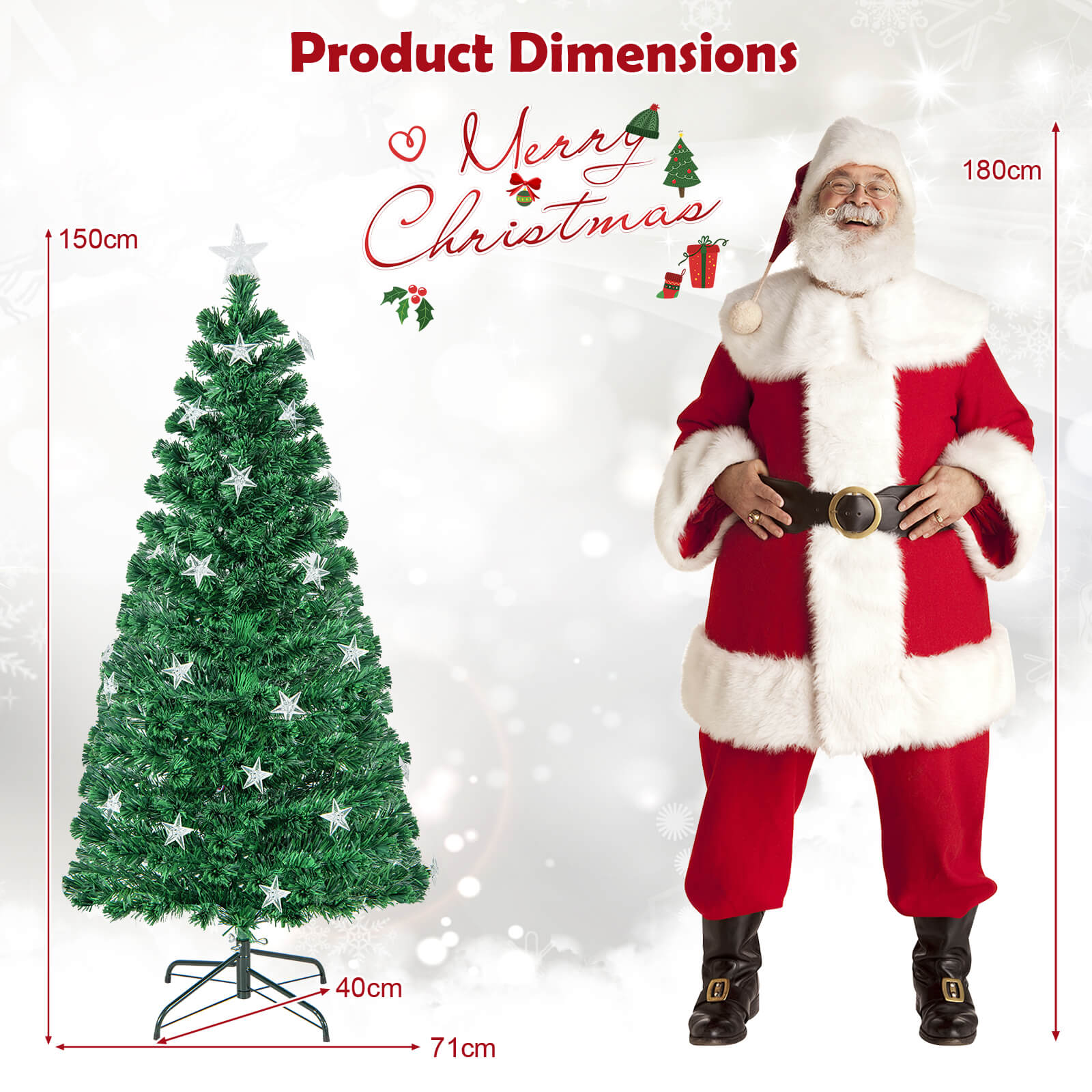 5/6FT Fiber Optic Artificial Christmas Tree with 21 Star LED Lights-5FT