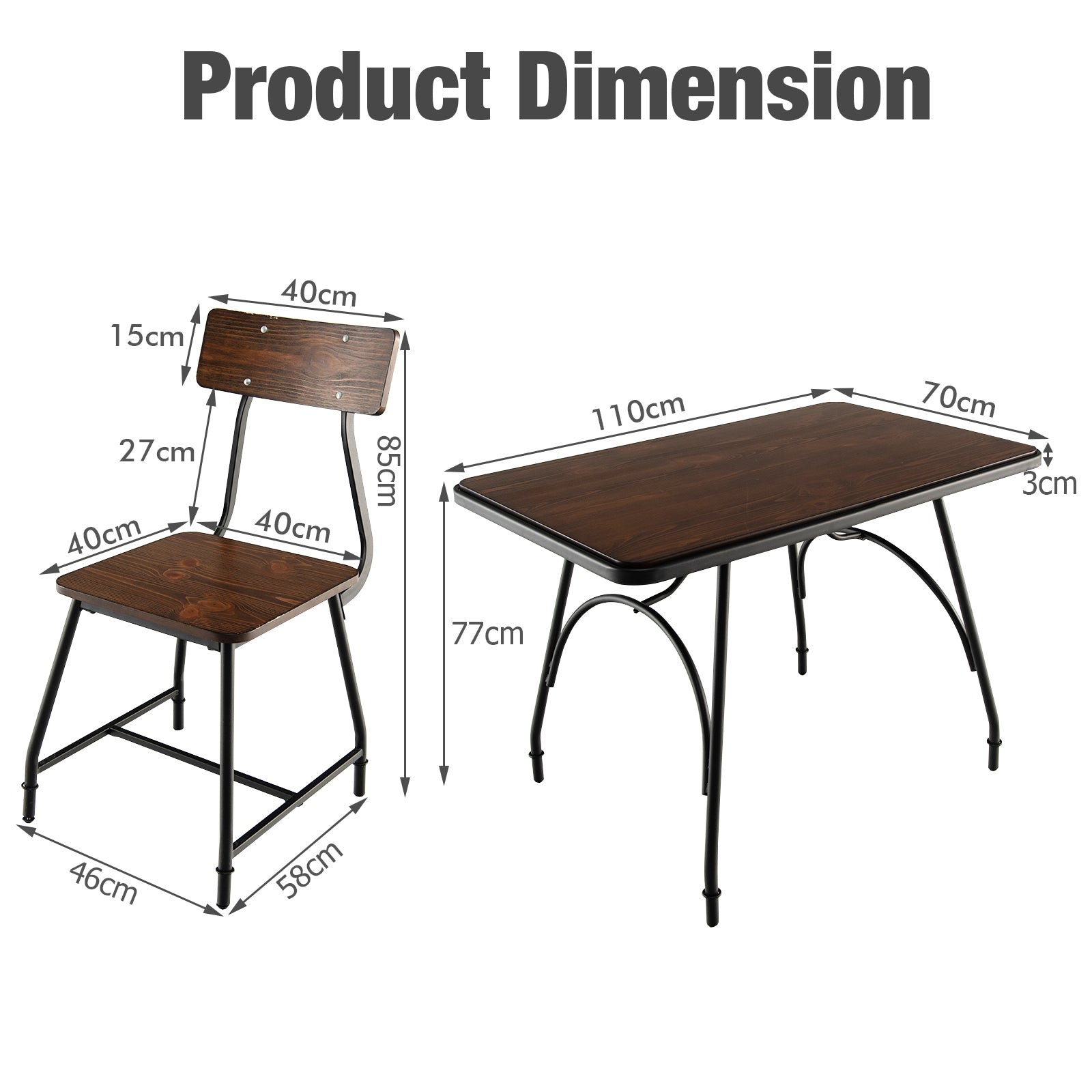 5 Piece Dining Table Set with Rectangular Kitchen Table and 4 Chairs