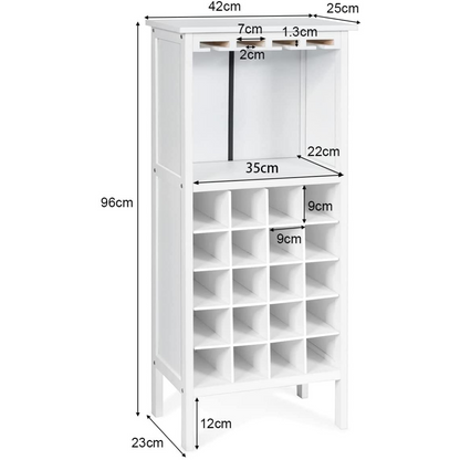 Wine Rack 20 Bottles Wood Holder Display-White