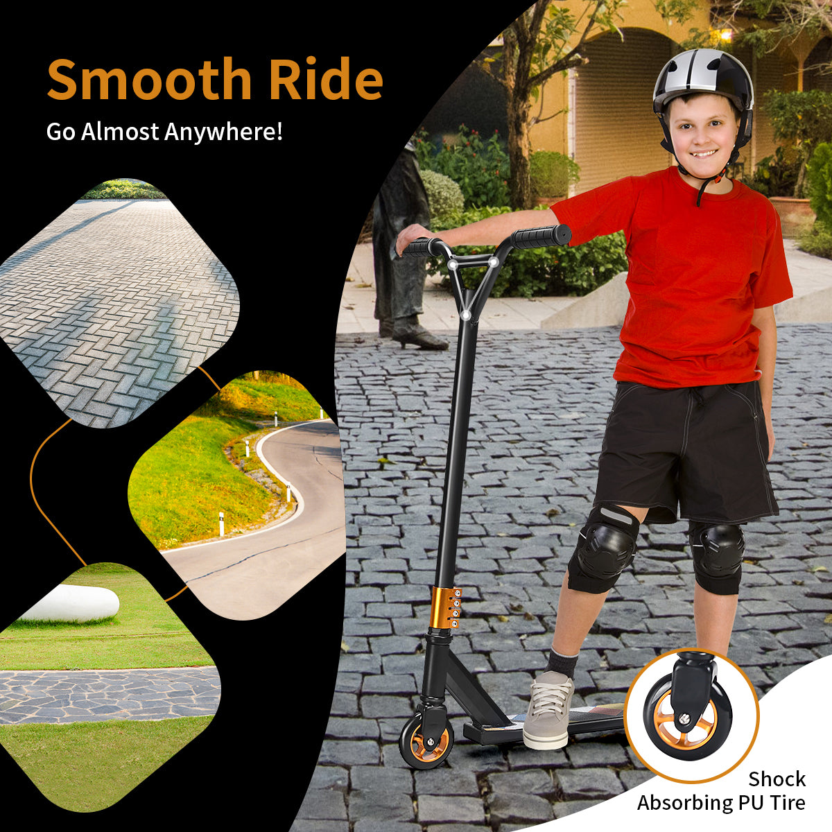 Pro Stunt Scooter with 2 Wheels for Kids Children and Adults-Black