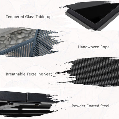 Outsunny Five-Piece Metal Dining Set, with Folding Back Chairs, Dark Grey