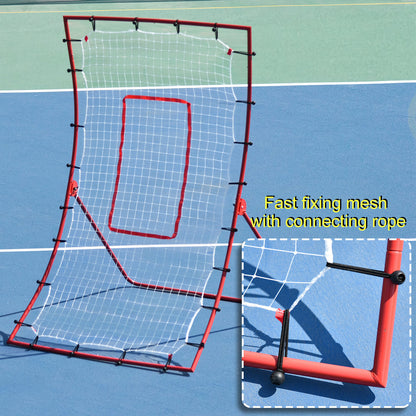 HOMCOM Steel Frame Adjustable 5-Angle Rebounder Goal Red/White