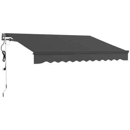 Outsunny 3 x 2.5m Electric Awning with Remote Controller, Aluminium Frame DIY Retractable Awning, UV30+ Sun Shade Canopy for Garden Patio Deck Door Window, Dark Grey