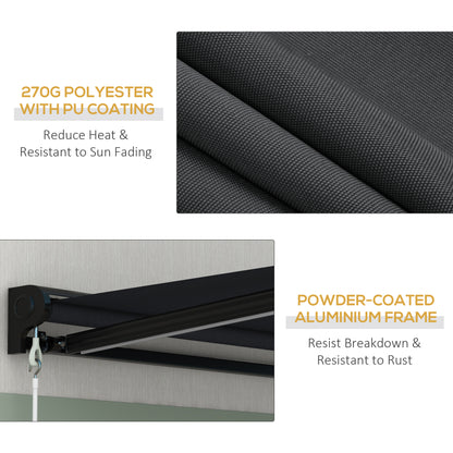 Outsunny 2 x 2.5m Electric Awning, with LED Light Strips - Grey