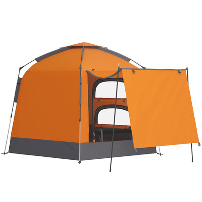 Outsunny Automatic Pop Up Camping Tent, Instant Setup 2-4 Man Tent with Mesh Windows, Waterproof & UV30+, Portable with Carry Bag for Fishing, Hiking, Backpacking, Orange