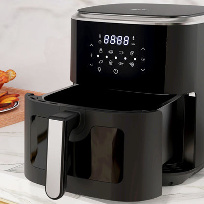 HOMCOM 6.7L 4 in 1 Air Fryer, Bake, Roast and Dehydrator with Digital Display, Rapid Air Circulation, Adjustable Temperature, Timer