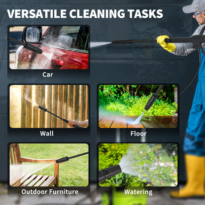 Outsunny 2200W High Pressure Washer, 170 Bar Pressure, 420 L/h Flow, Portable Electric Power Washer Jet Wash Cleaner with Adjustable Nozzle 6M Hose and Hose Reel for Home Patio Car Driveway