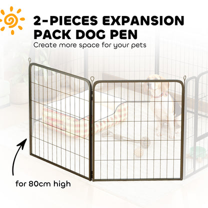 PawHut Two-Piece Dog Pen Expansion Pack for Medium Dogs, 80cm Tall Animal Pen with Three Connecting Stakes