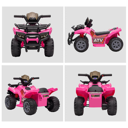 HOMCOM Kids Ride-on Four Wheeler ATV Car with Real Working Headlights, 6V Battery Powered Motorcycle for 18-36 Months, Pink