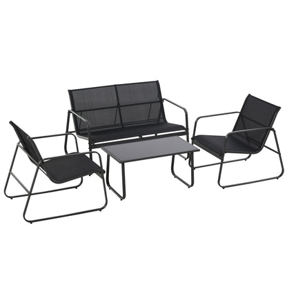 Outsunny Four-Piece Minimalistic Garden Sofa Set - Black