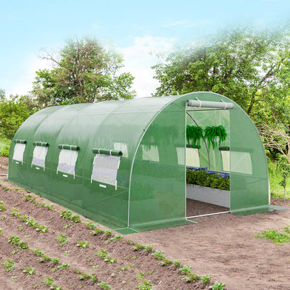 600 x 300 x 200 cm Walk-in Greenhouse with 2 Zippered Doors-Green
