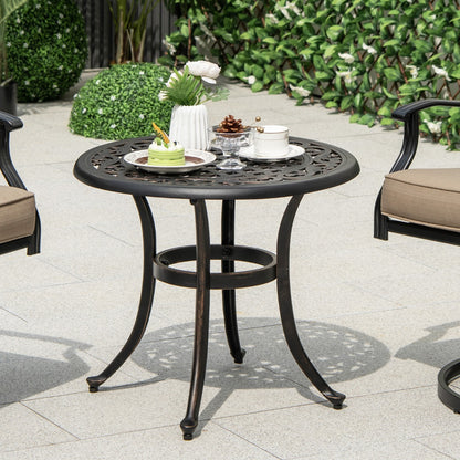 60 cm Patio Side Table with Adjustable Footpads for Poolside Backyard Balcony-Brown