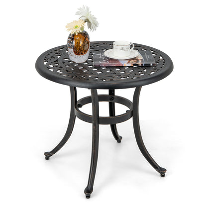 60 cm Patio Side Table with Adjustable Footpads for Poolside Backyard Balcony-Brown