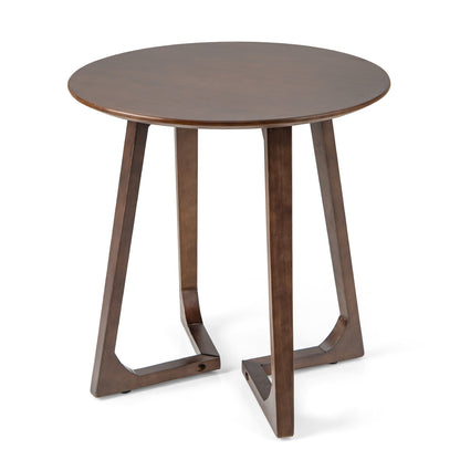 24" Round Coffee Table with V-shaped Legs for Lamps-Brown