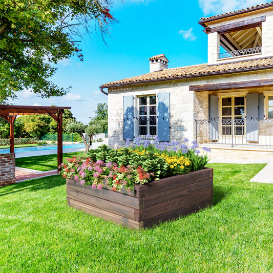60 x 60 cm Square Planter Box Wood with Open-Ended Base