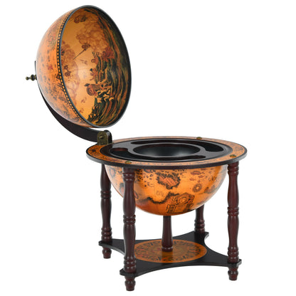 Vintage Globe Wine Cabinet with Map Patterns-Coffee