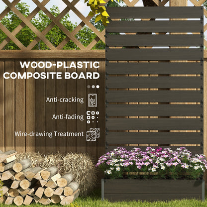 Outsunny Raised Bed for Garden, Planter with Trellis for Climbing Plants, Vines, Planter Box with Drainage Gap, Black