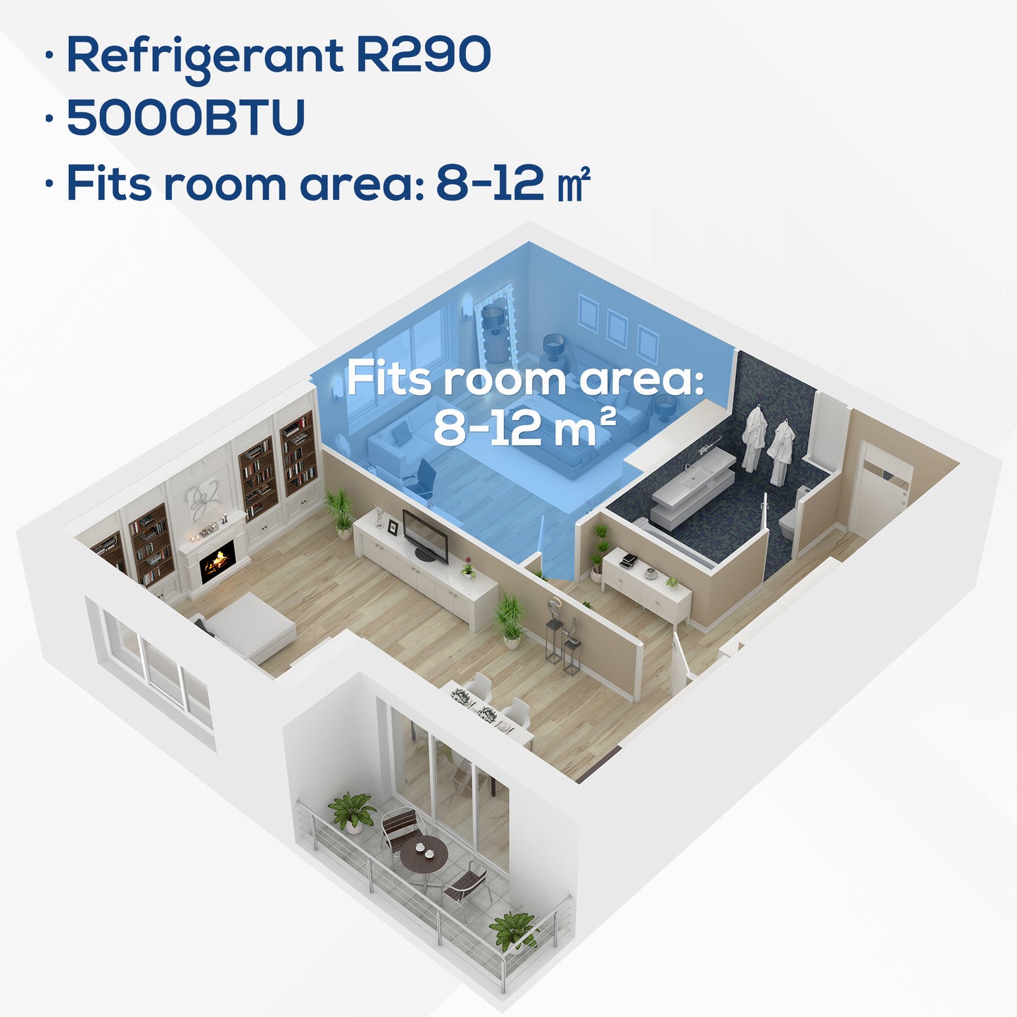 HOMCOM 5000 BTU 4-In-1 Compact Portable Mobile Air Conditioner Unit Cooling Dehumidifying Ventilating w/ Fan Remote LED 24hTimer Auto Shut Down White