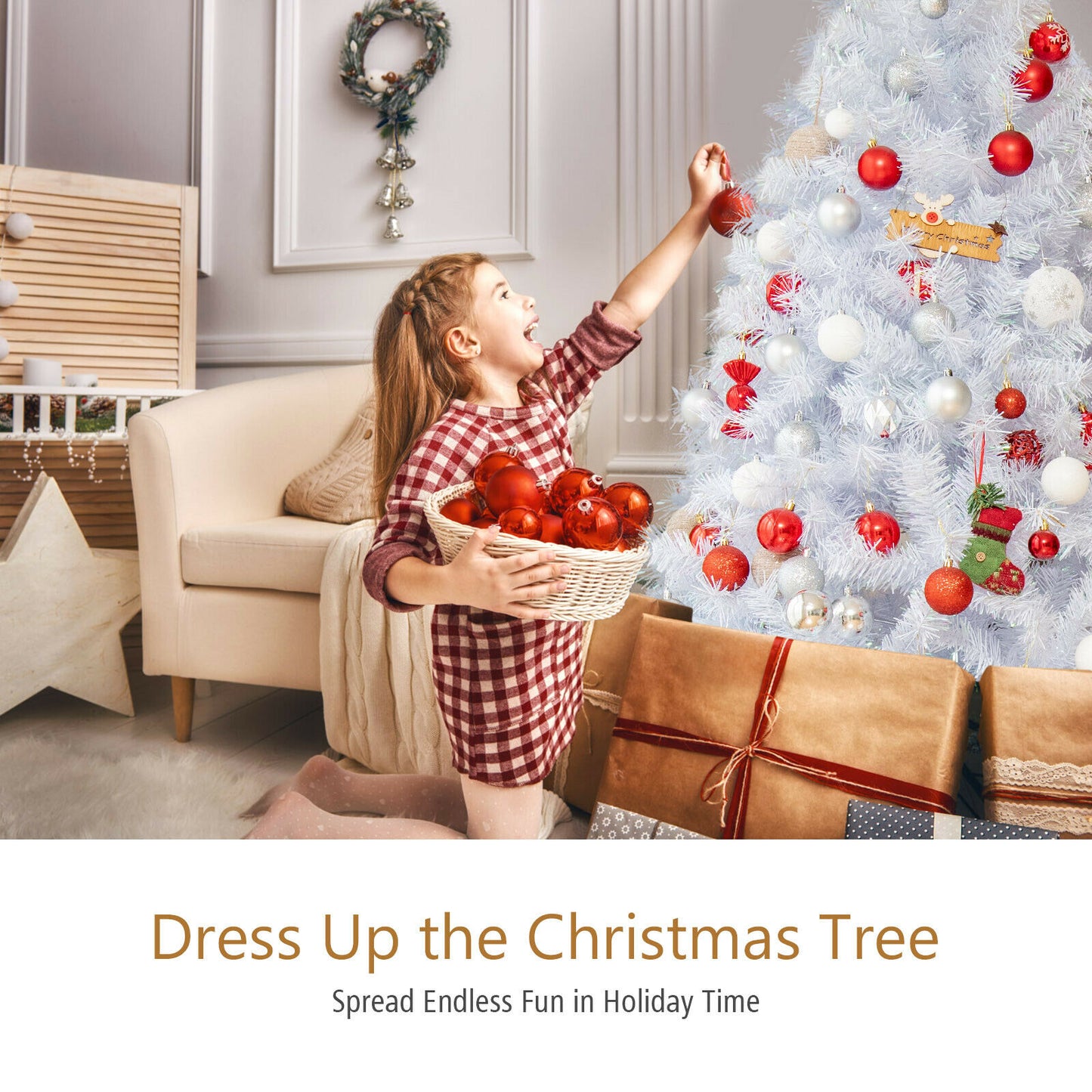 120 Cm White Artificial Christmas Tree with 244 Iridescent Branch Tips