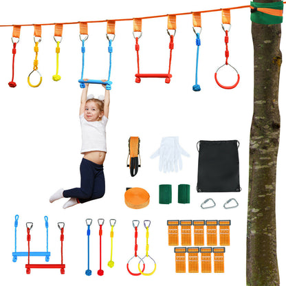 Kids Ninja Obstacle Course Line 15m Kit Hanging