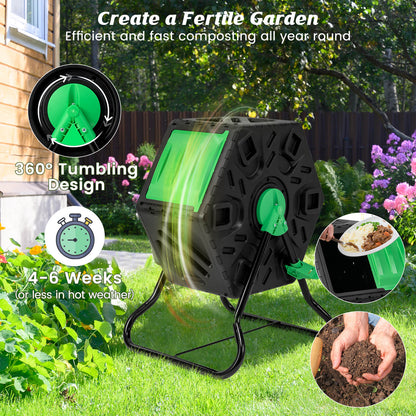 65L Rotating Tumbling Composter with Single Chamber-Black