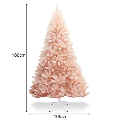Pink Artificial Christmas Tree with Folding Metal Stand-6FT