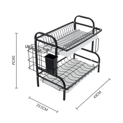 Black Steel Dish Drying Rack 2-Tier