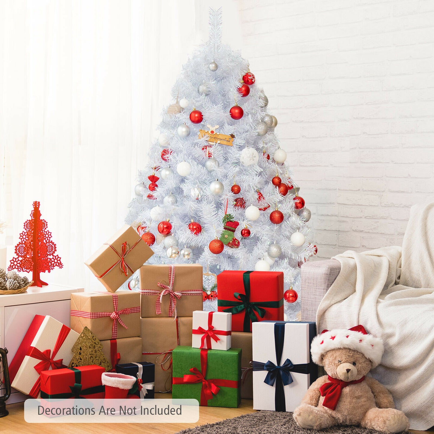 120 Cm White Artificial Christmas Tree with 244 Iridescent Branch Tips