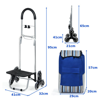 Foldable Stair Climber Shopping Trolley / Sack Barrow with Strap and Hooks